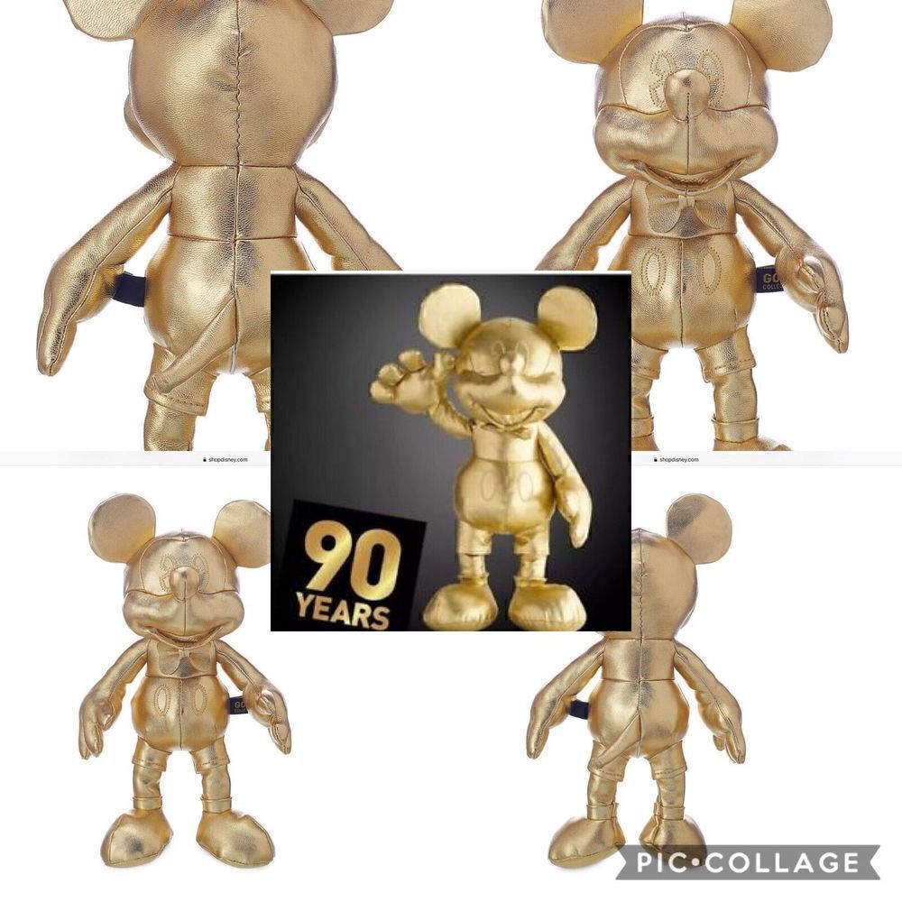 Mickey Mouse 90th Anniversary Gold Coll. BOTH Large and Small Plush NWT